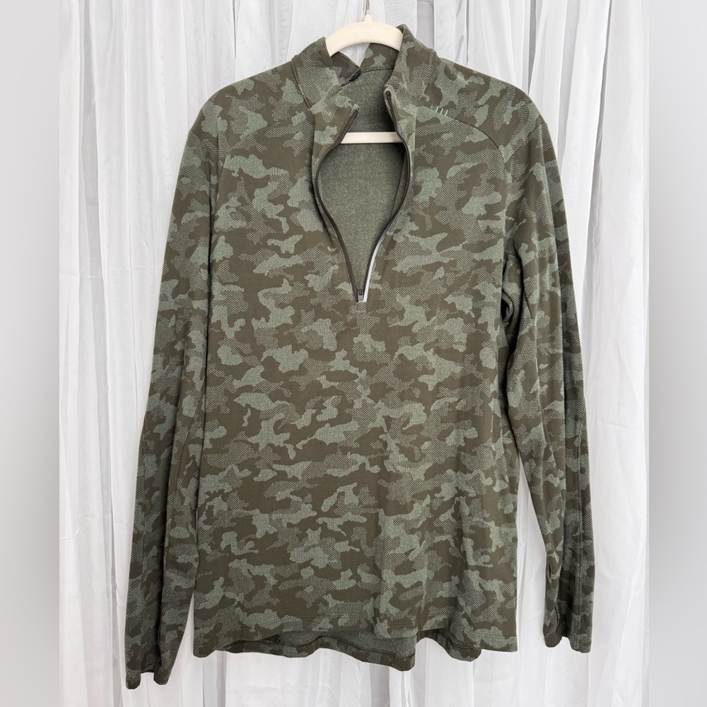 Men’s Lululemon Surge Warm Quarter Zip (Heritage Camo/Olive Green | XL)
